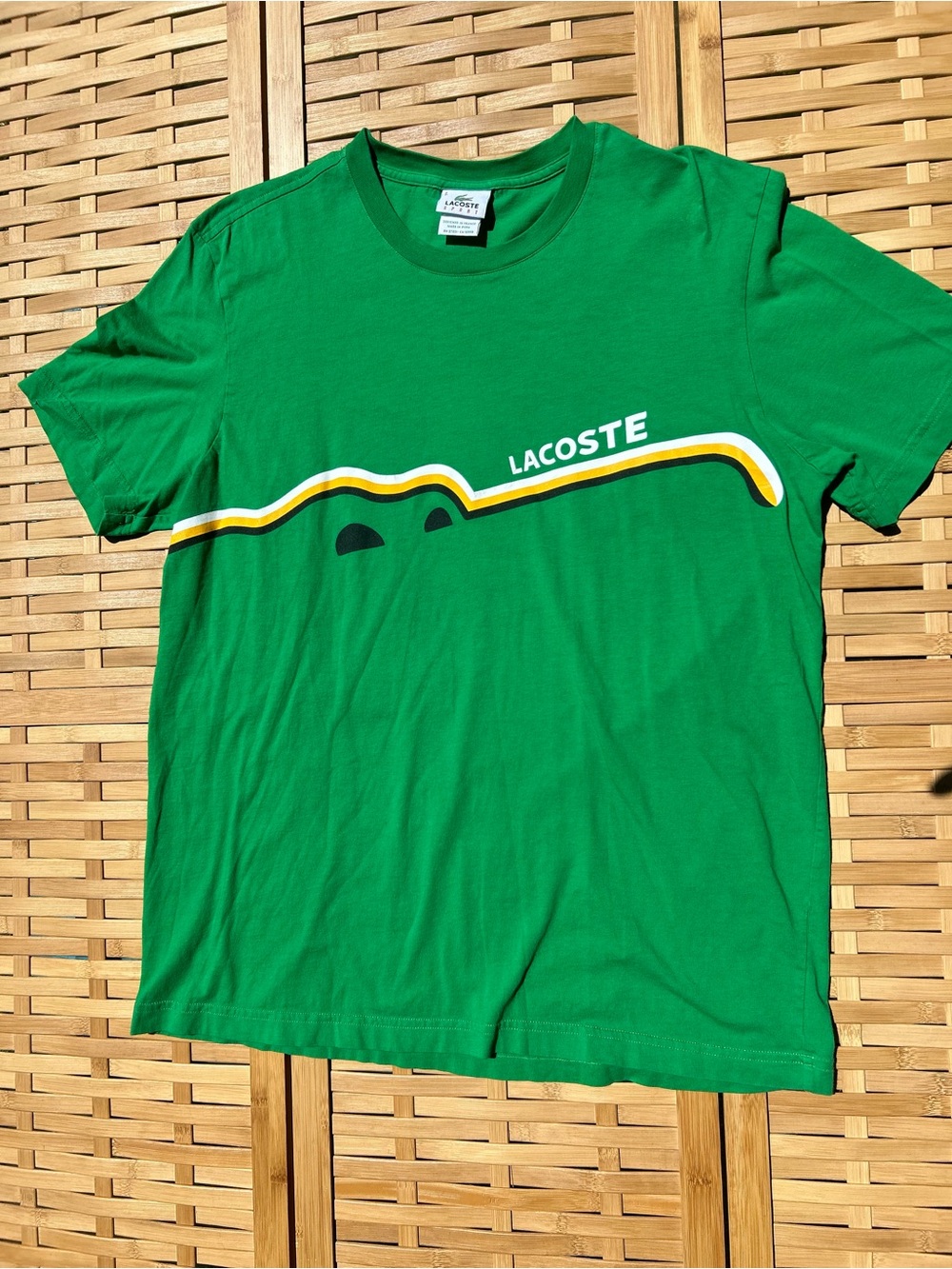 🔥3/$8- Lacoste Green Short Sleeve Tee with Yellow & White Accent